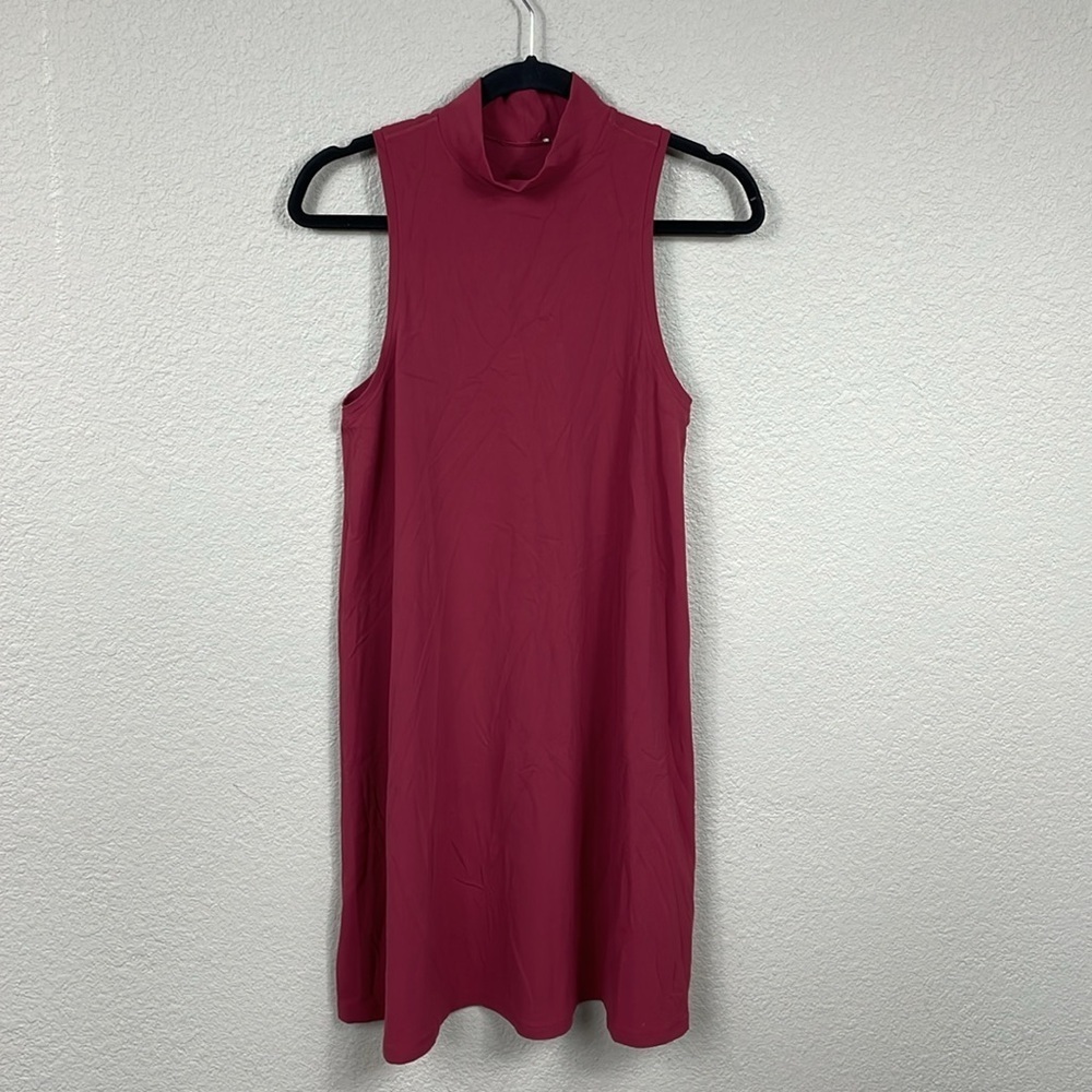 Lululemon All Aligned A line Dress Chianti Red Mock Neck Loose Trapeze - Picture 4 of 11